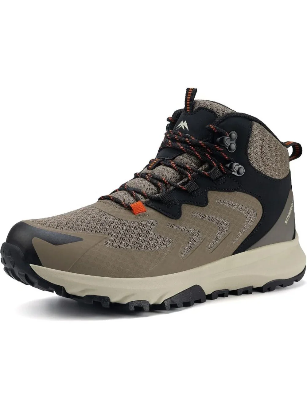 Men's Brown Waterproof Shoes Casual Solid Mid Top Cap Toe Non Slip Hiking Boot